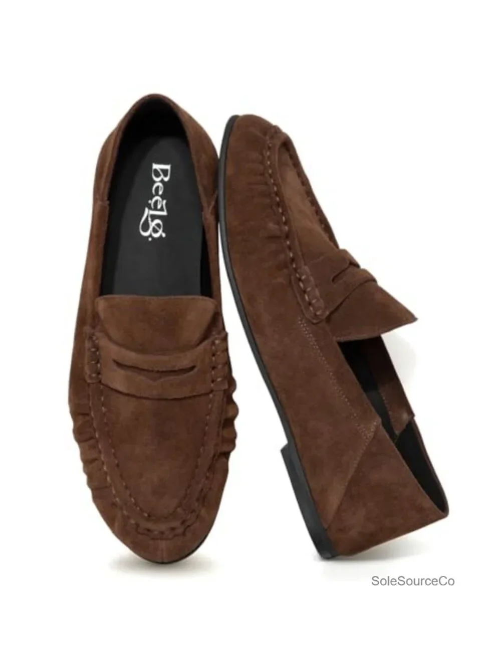 Penny Loafers Women Suede Flats Slip-On Ruched Comfort Work Shoe